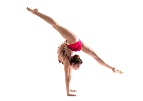 Meisje Doet Ritmische Gymnastiek — Stockfoto