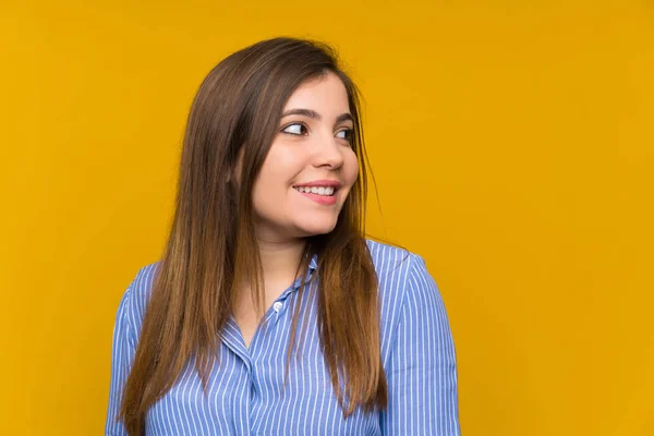 Young Girl Striped Shirt Laughing — Stock Photo, Image