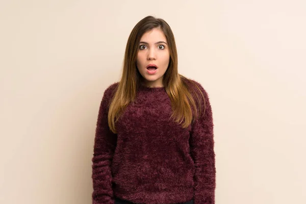 Menina Com Expressão Facial Surpresa — Fotografia de Stock