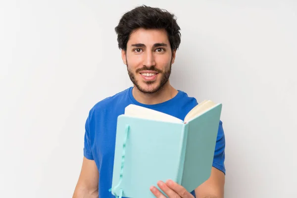 Schöner Mann Der Ein Buch Hält Und Liest — Stockfoto