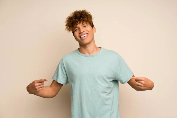 African American Man Green Shirt Proud Self Satisfied — Stock Photo, Image