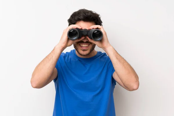 Hombre Guapo Con Prismáticos Negros — Foto de Stock