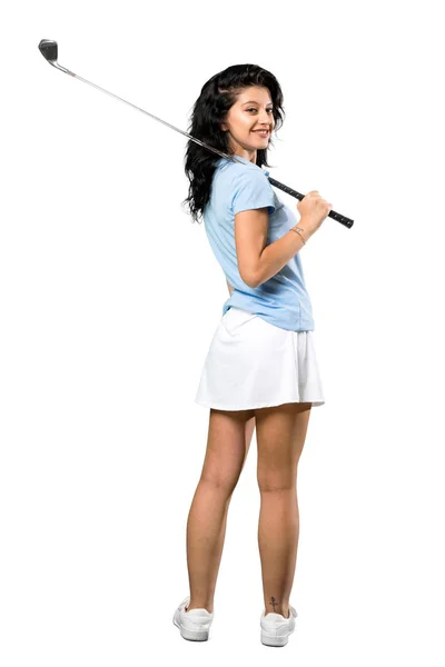 Fiatal golfozó nő — Stock Fotó