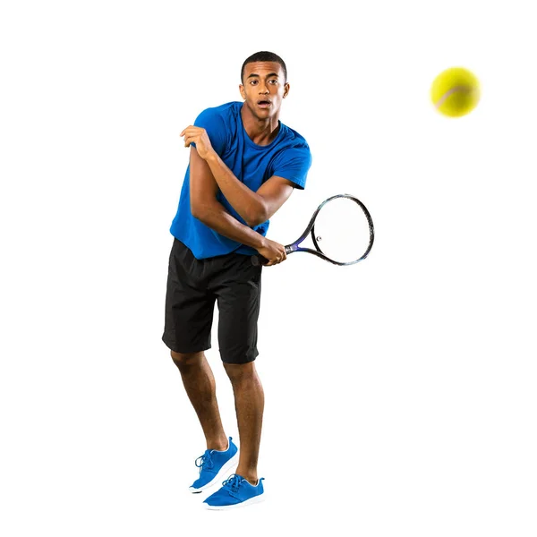 배경을 아프리카 미국인 테니스 남자의 — 스톡 사진