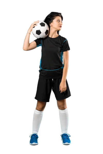 Jonge voetballer vrouw — Stockfoto