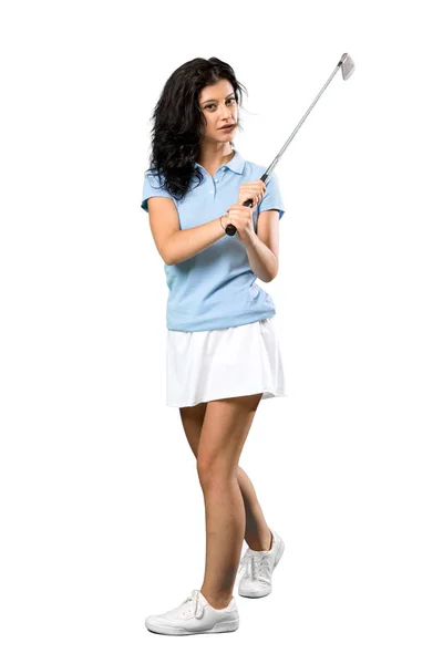 Fiatal golfozó nő — Stock Fotó
