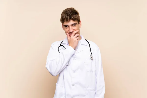 Handsome Doctor Young Man Isolated Wall Thinking Idea — Stock Photo, Image