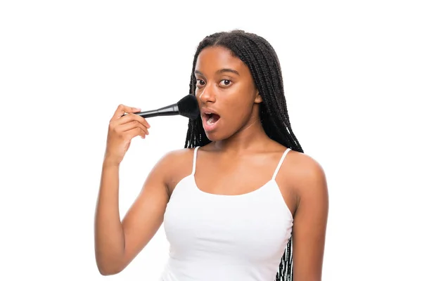 African American Tiener Meisje Met Lang Gevlochten Haar Met Make — Stockfoto