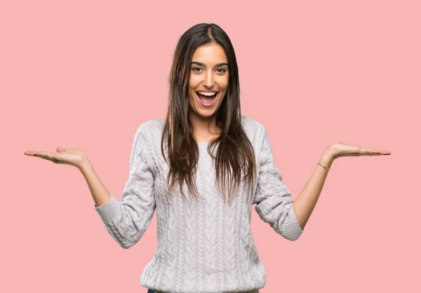 Young Hispanic Brunette Woman Shocked Facial Expression Isolated Background — Stock Photo, Image