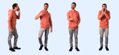 Izole arka plan üzerinde esmer adam seti