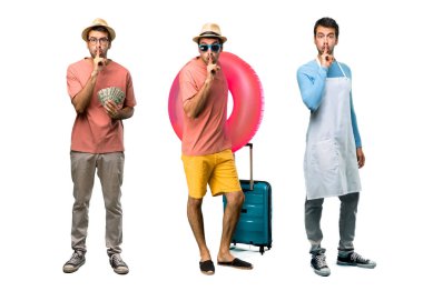 Faturaları ile adam Grubu, şef ve Şapka ve güneş gözlüğü ile Man