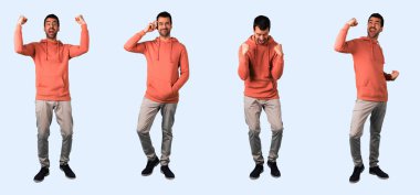 Izole arka plan üzerinde esmer adam seti