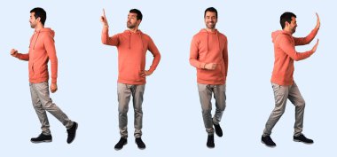 Izole arka plan üzerinde esmer adam seti