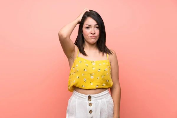Young Mexican Woman Isolated Wall Expression Frustration Understanding — Stock Photo, Image