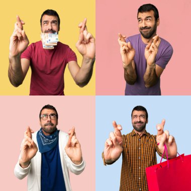 Parmakları geçen ve en iyisini dileyen erkekler seti