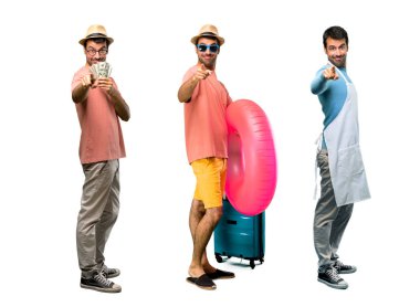 Faturaları ile adam Grubu, şef ve Şapka ve güneş gözlüğü ile Man