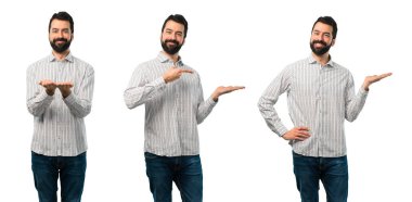 Sakal tutan copyspace hayali o yakışıklı adam Kolaj