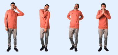 Izole arka plan üzerinde esmer adam seti