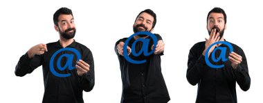 Nokta com de sakal tutan simgesi ile Yakışıklı adam seti