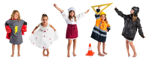 Menina Loira Vestida Como Trabalhadora — Fotografia de Stock