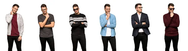 Conjunto Hombre Guapo Con Gafas Sonriente — Foto de Stock