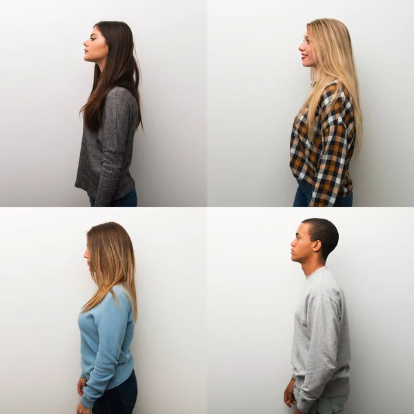 Collage Människor Sidled Position — Stockfoto