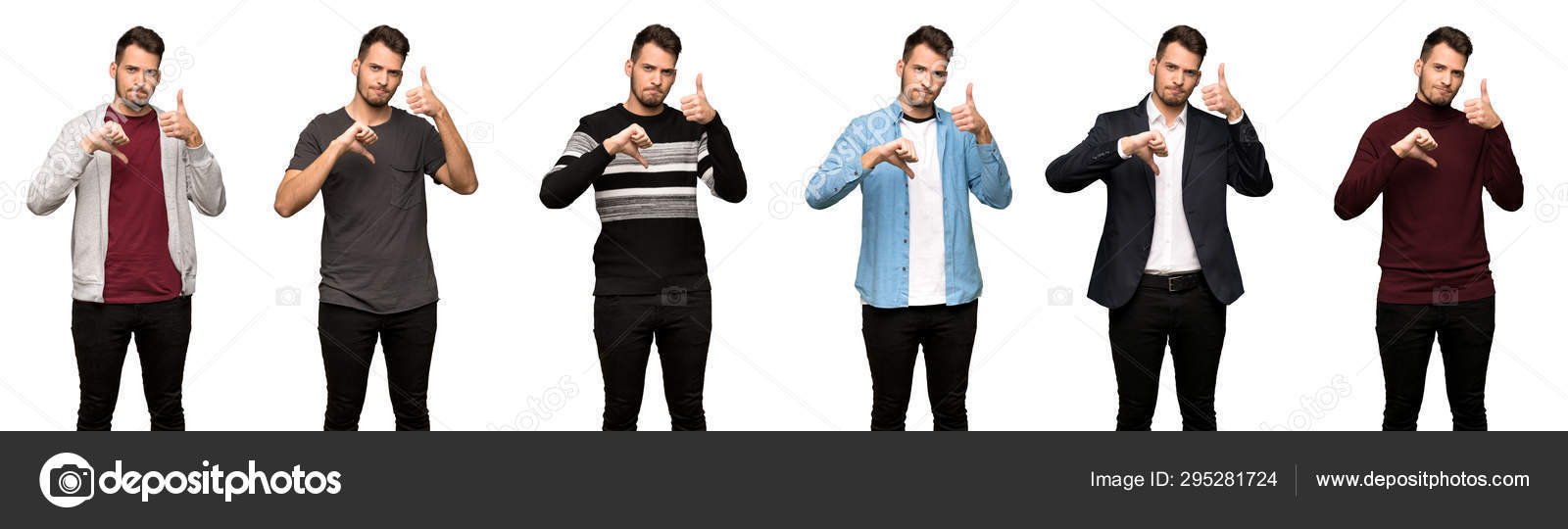 Set Handsome Man Making Good Bad Sign Undecided Yes — Stock Photo ...