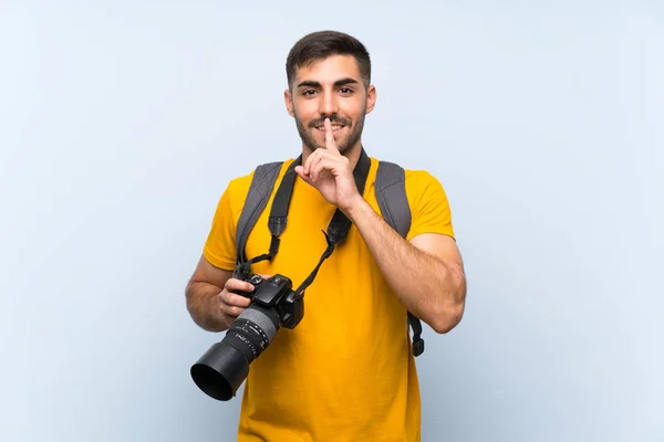 Pemuda Fotografer Melakukan Gerakan Diam — Stok Foto