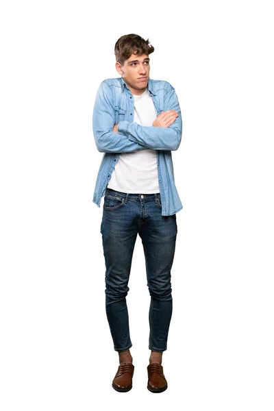 Full Length Shot Handsome Young Man Making Doubts Gesture While — Stock Photo, Image