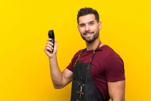 Barber man in an apron — Stock Photo, Image