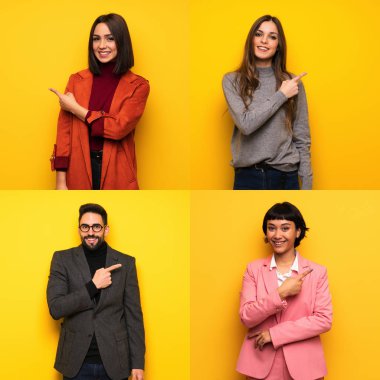 Tarafına işaret insanların ürün sunmak için ayarla