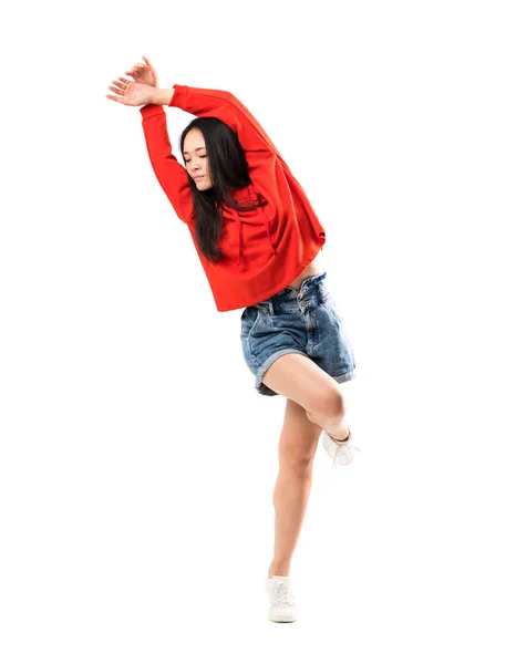 Joven Bailarina Asiática Sobre Aislado Blanco Fondo — Foto de Stock