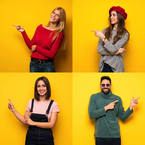 Parmağınızı yana gösteren kişi kümesi