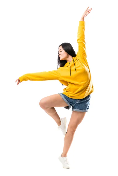 Jovem Asiático Dançarino Sobre Isolado Branco Fundo — Fotografia de Stock