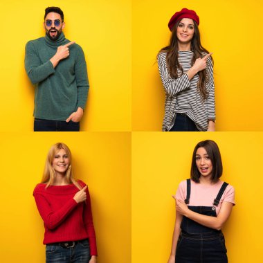 Tarafına işaret insanların ürün sunmak için ayarla