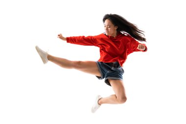Izole beyaz arka plan üzerinde Genç Asyalı dansçı