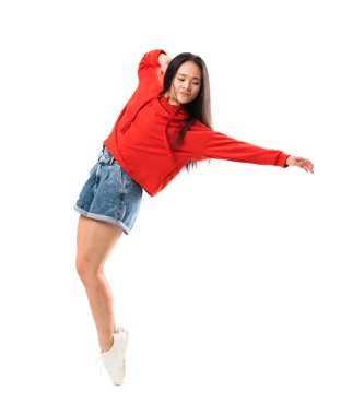 Izole beyaz arka plan üzerinde Genç Asyalı dansçı