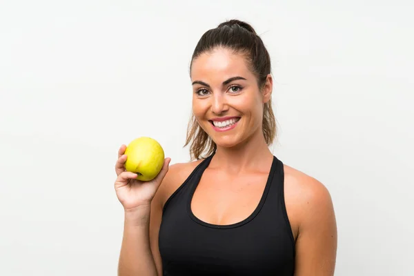 Hermosa Joven Con Una Manzana — Foto de Stock