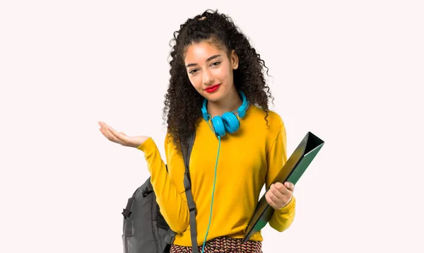 Menina Estudante Adolescente Com Cabelo Encaracolado Infeliz Frustrado Com Algo — Fotografia de Stock