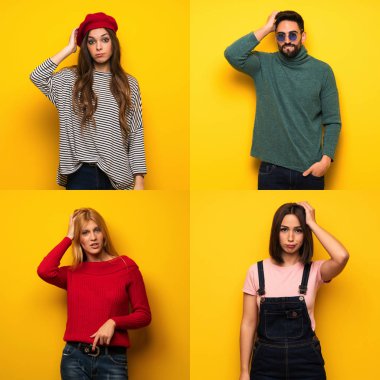 Hayal kırıklığı ifadesi olan ve anlamayan bir grup insan.