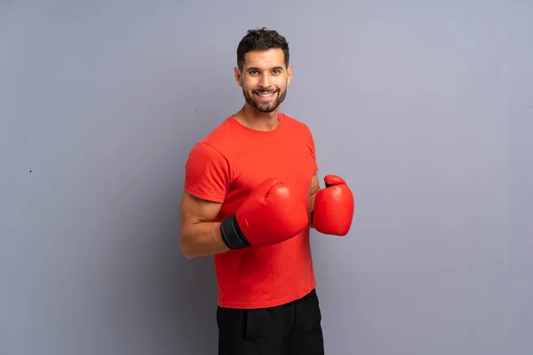 Joven Deportista Con Guantes Boxeo —  Fotos de Stock