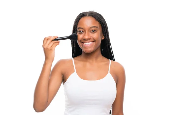 Afrikanisch Amerikanische Teenager Mädchen Mit Langen Geflochtenen Haaren Mit Make — Stockfoto