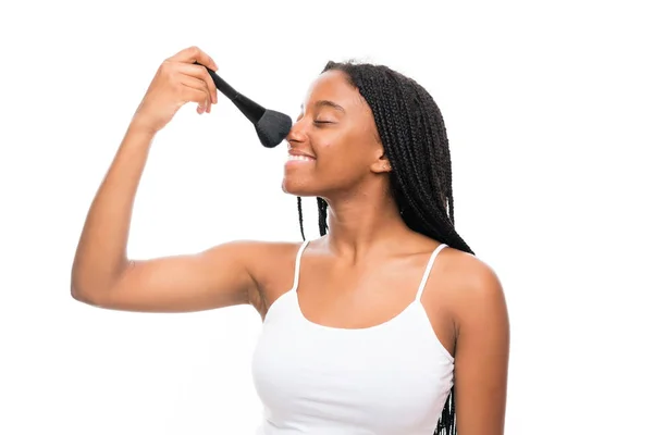 African American Tiener Meisje Met Lang Gevlochten Haar Met Make — Stockfoto