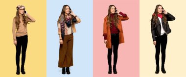 Wwomen mobil konuşan seti