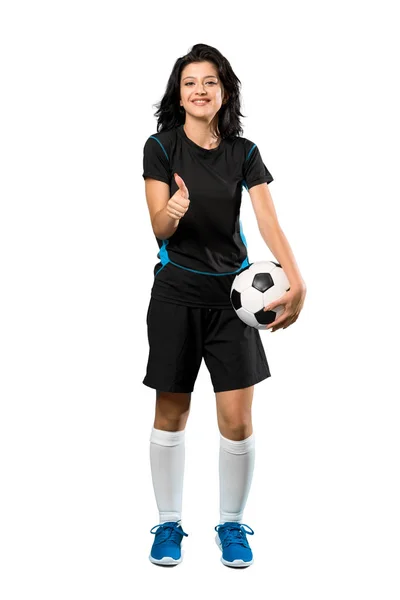 Een Full Length Shot Van Een Jonge Football Speler Vrouw — Stockfoto