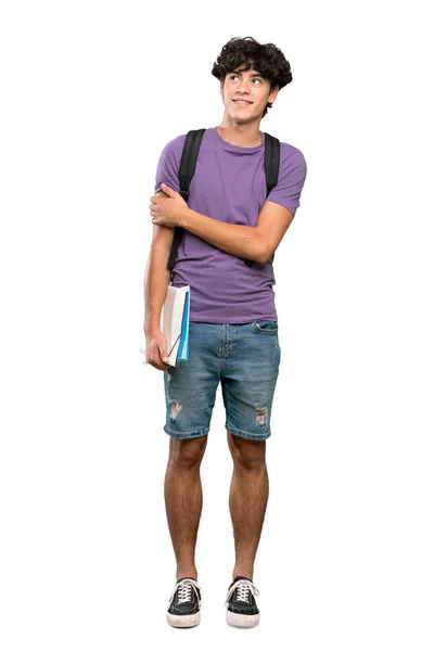 Zole Beyaz Arka Plan Üzerinde Gülümseyen Genç Bir Öğrenci Adam — Stok fotoğraf