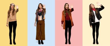 Parmaklarıyla beş sayma kadın kümesi