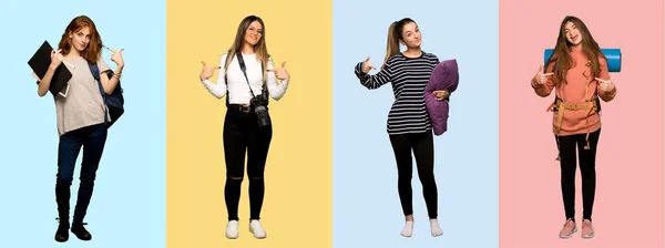 Reisefrau Fotografin Studentin Und Pyjama Stolze Und Selbstzufriedene Verliebte — Stockfoto