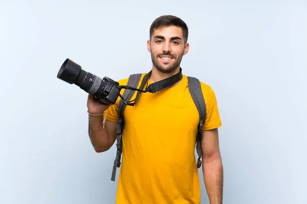 Jovem Fotógrafo Homem Rindo — Fotografia de Stock