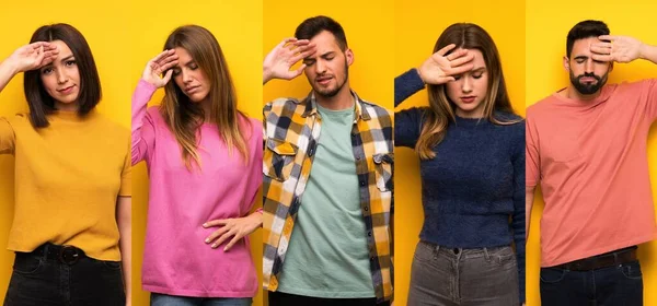 Menschen Mit Müdem Und Krankem Gesichtsausdruck — Stockfoto